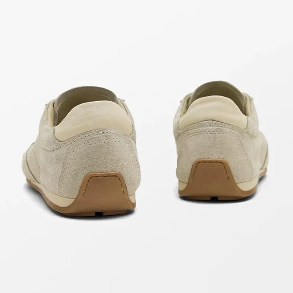★ Massimo Dutti★ Suede sports sneakers 12122650525 Split suede trainers · Sand · Shoes | Massimo Dutti